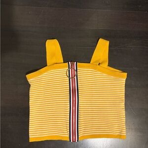 Vibrant Yellow Striped Crop Top